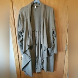 Plus One Size Fits Most Army Green Open Cardigan